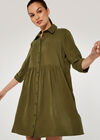Tiered Shirt Dress, Green, large