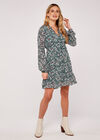 Graphic Daffodil Ruffle Dress, Green, large