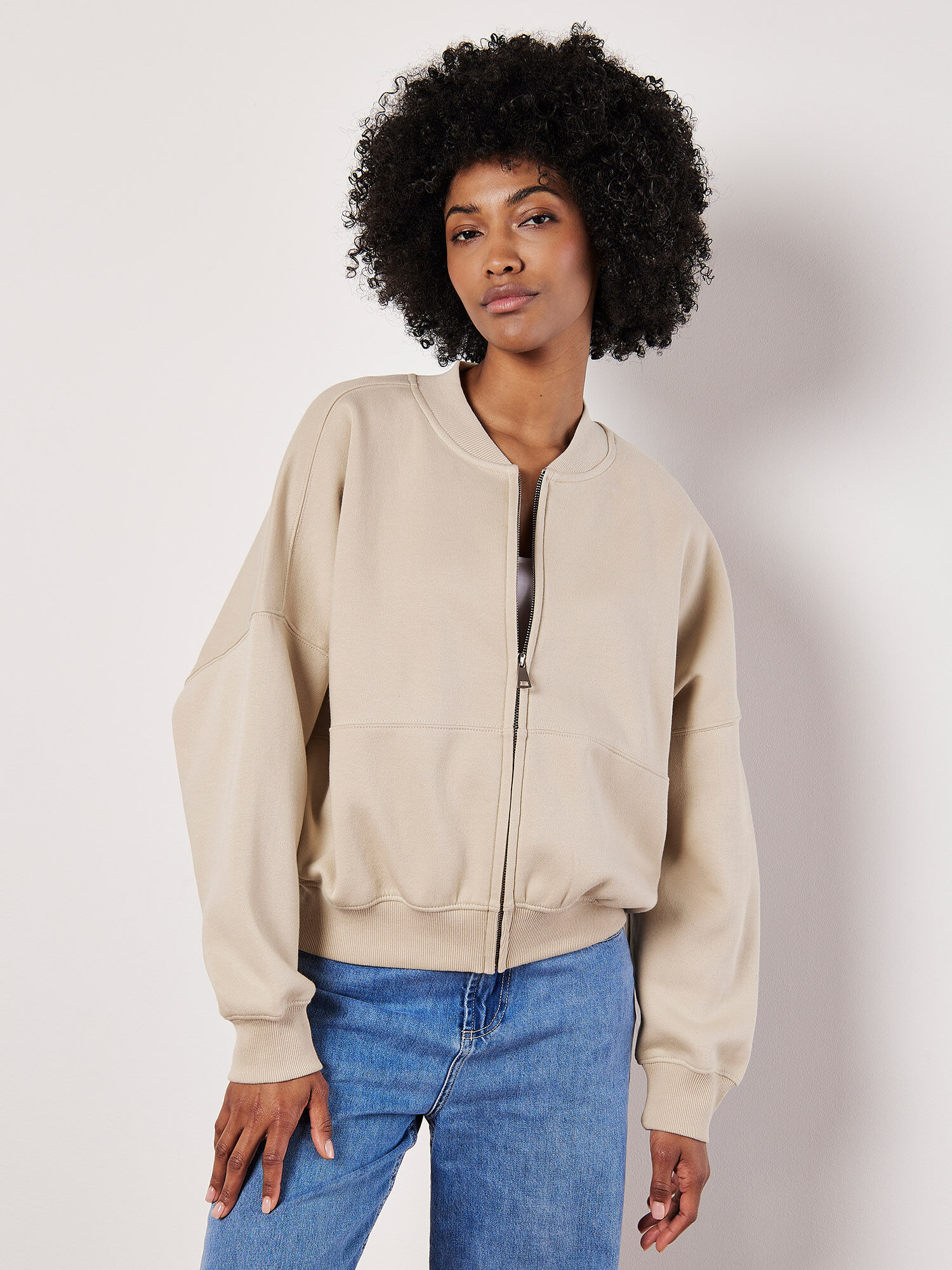 Sweatshirt Bomber Jacket Apricot Clothing