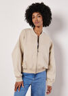 Sweatshirt Bomber Jacket, Stone, large