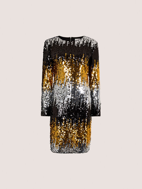 Mixed Sequin Bodycon Dress, Light Grey / Silver, large