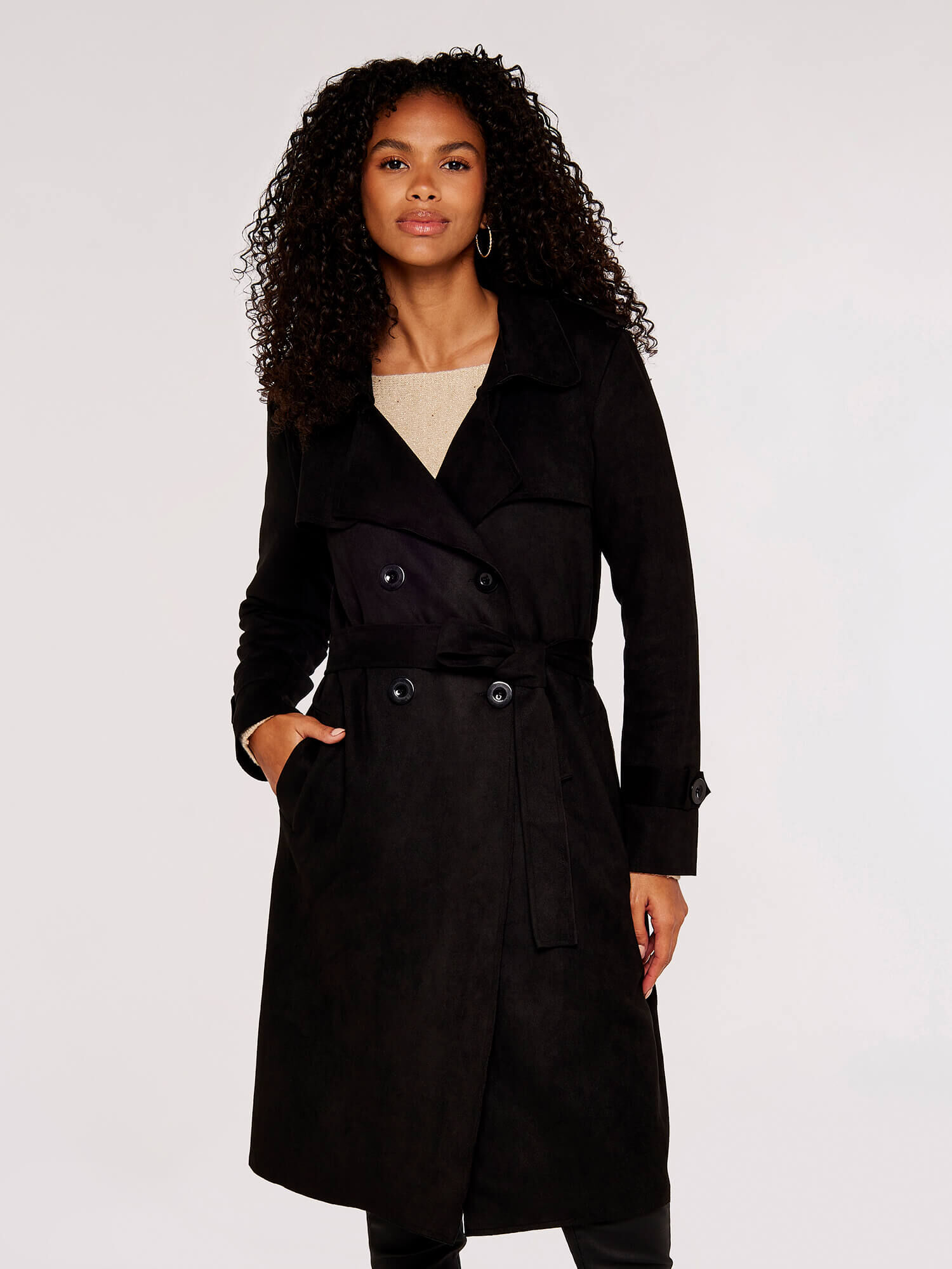 Suede trench coat womens sale