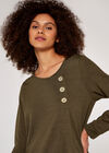 Button Long Sleeve Top, Khaki, large