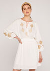 Embroidery Side Tie Dress, Cream, large