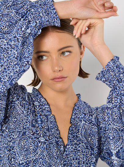Batik Print Tiered Mini Dress