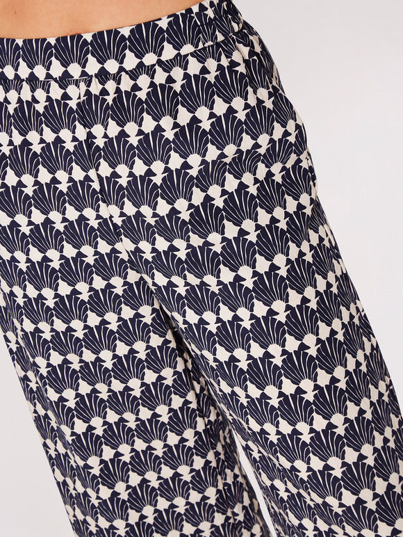 Geo Shell Culotte Trousers, Navy, large