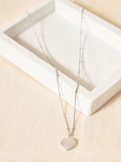 Silver Blue Stone Heart Necklace