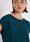 Shimmer Chevron Chiffon Top, Teal, large