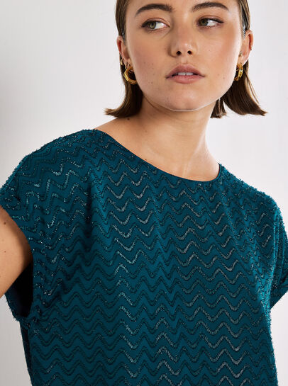 Shimmer Chevron Chiffon Top