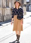 Chevron V Neck Jumper, Navy, large