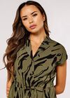 Swirl Shirt Midi Dress, Khaki, large
