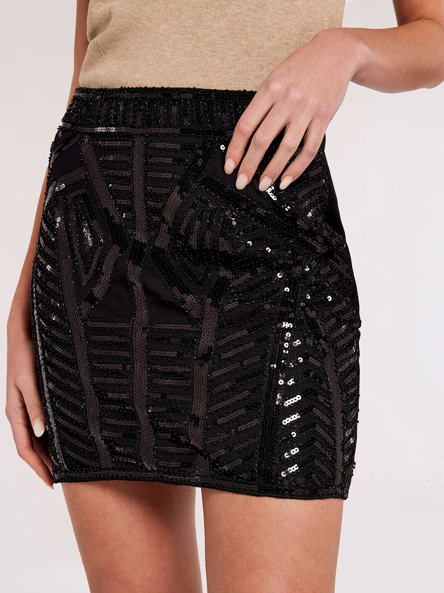 Black sequin online beaded skirt