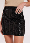 Sequin Bead Placement Skirt, Black, large