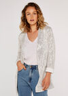 Sequin Belt Blazer, Light Grey / Silver, large