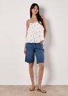 Sequin Spot Tiered Camisole Top, White, large