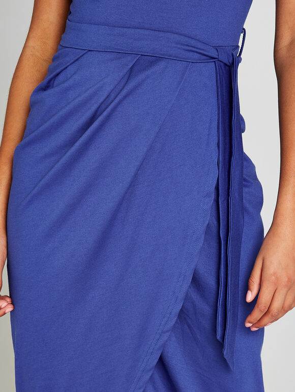 Midi Wrap Dress, Blue, large