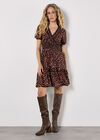 Ditsy Floral Smocked Mini Dress, Orange, large