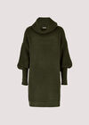 Cowl Neck Jumper Dress, Khaki, large