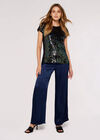 Rainbow Sequin Embellished T-Shirt, Black, large