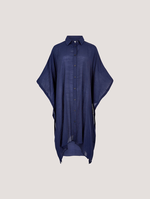 Oversized Textured Kaftan, Navy, large