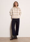 Argyle Zip Cardigan, Cream, large