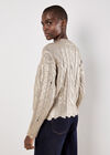 Distressed Gold Foil Metallic Cable Jumper, Gold, large