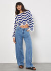 Crochet Chevron Bell Sleeve Top, White, large