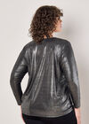 Foil Shimmer Long Sleeve Top, Dark Grey - Charcoal, large