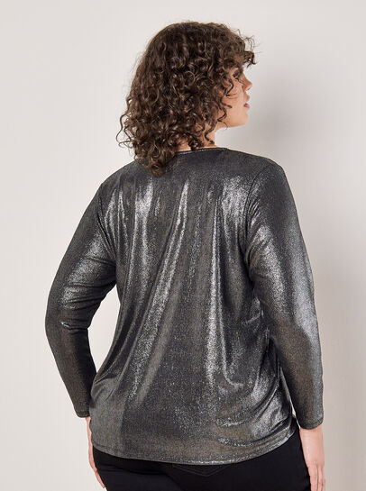 Foil Shimmer Long Sleeve Top