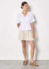 Textured V-Neck Blouse, White, large