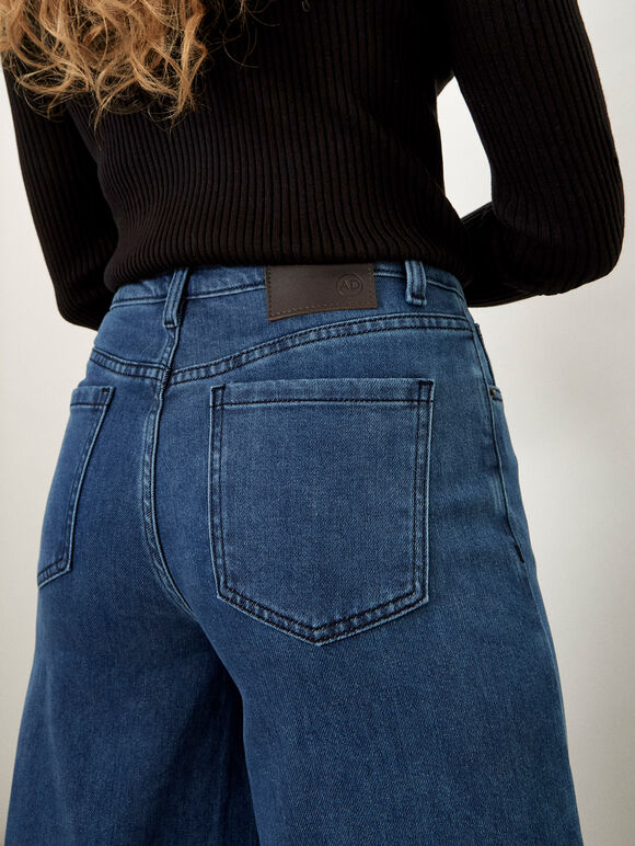Ikeda Wide Leg Cropped Jeans, Blue, large
