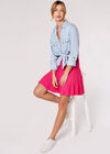  Pleated Knitted Mini Skirt, Fuchsia, large