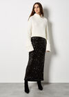 Sequin Mesh Maxi Skirt, Black, large