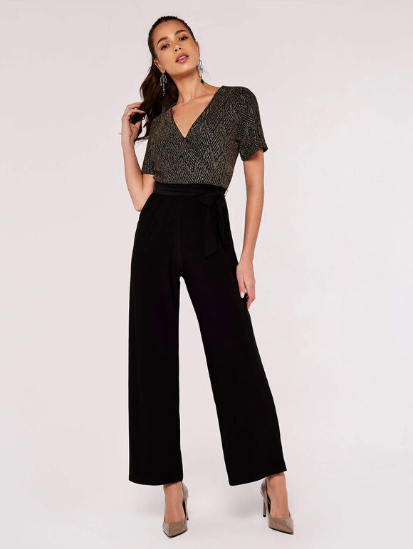 Chevron Angel Sleeve Jumpsuit, Yellow, large