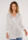 Sequin Belt Blazer, Light Grey / Silver, large