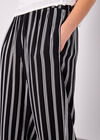 Stripe Wide Leg Trousers, Black, large