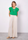 Broderie Yoke Cotton Top, Green, large
