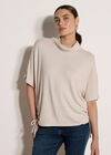 Roll Neck Oversized Top, Stone, large