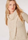 Roll Neck Slub Wrap Jumper, Stone, large