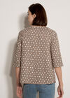 Irregular Spot Asymmetric Wrap Top, Brown, large