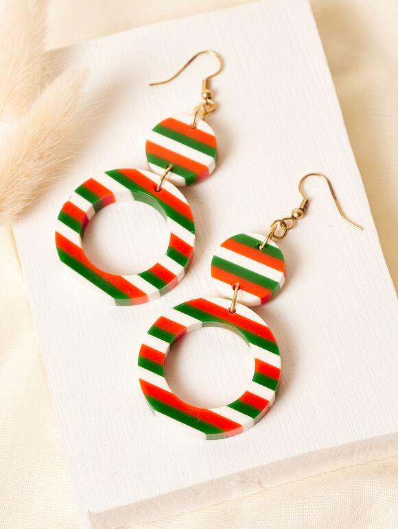 Candy Stripe Circle Earrings, Assorted, large