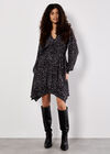 Leopard Hanky Hem Mini Dress, Grey, large
