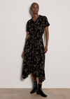 Leaf Print Shirt Midi Dress, Khaki, large
