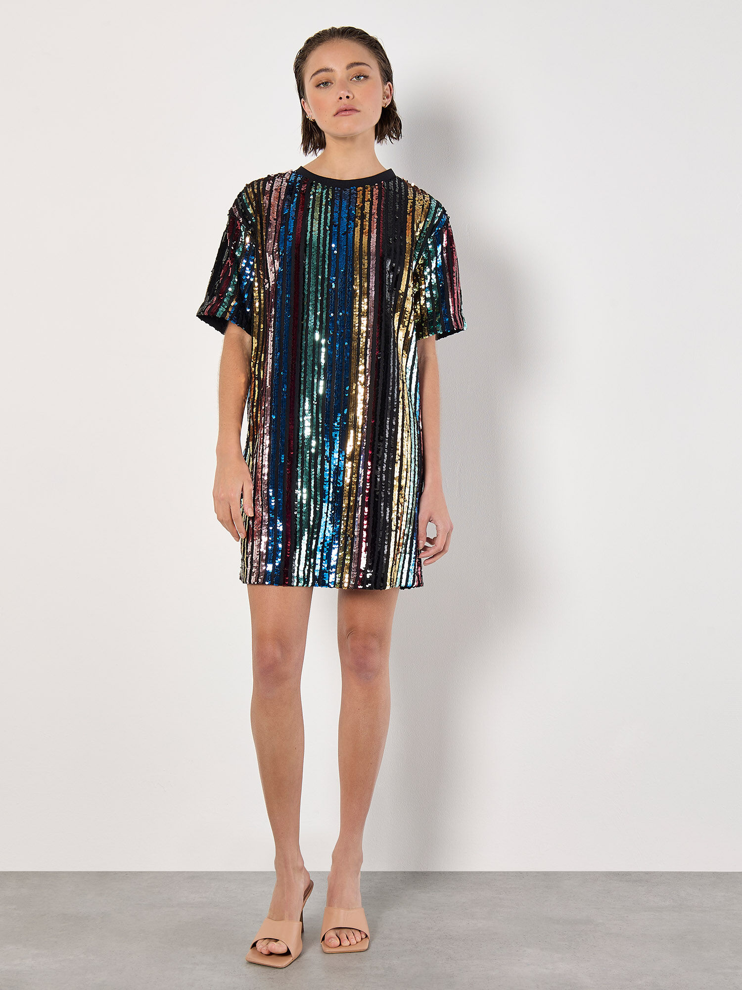 Rainbow stripe t shirt dress shop