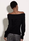 Ribbed Bardot Jumper, Black, large