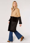 Reversible Suede Faux Fur Coat, Stone, large