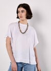 Ruffle Sleeve T-Shirt, White, large