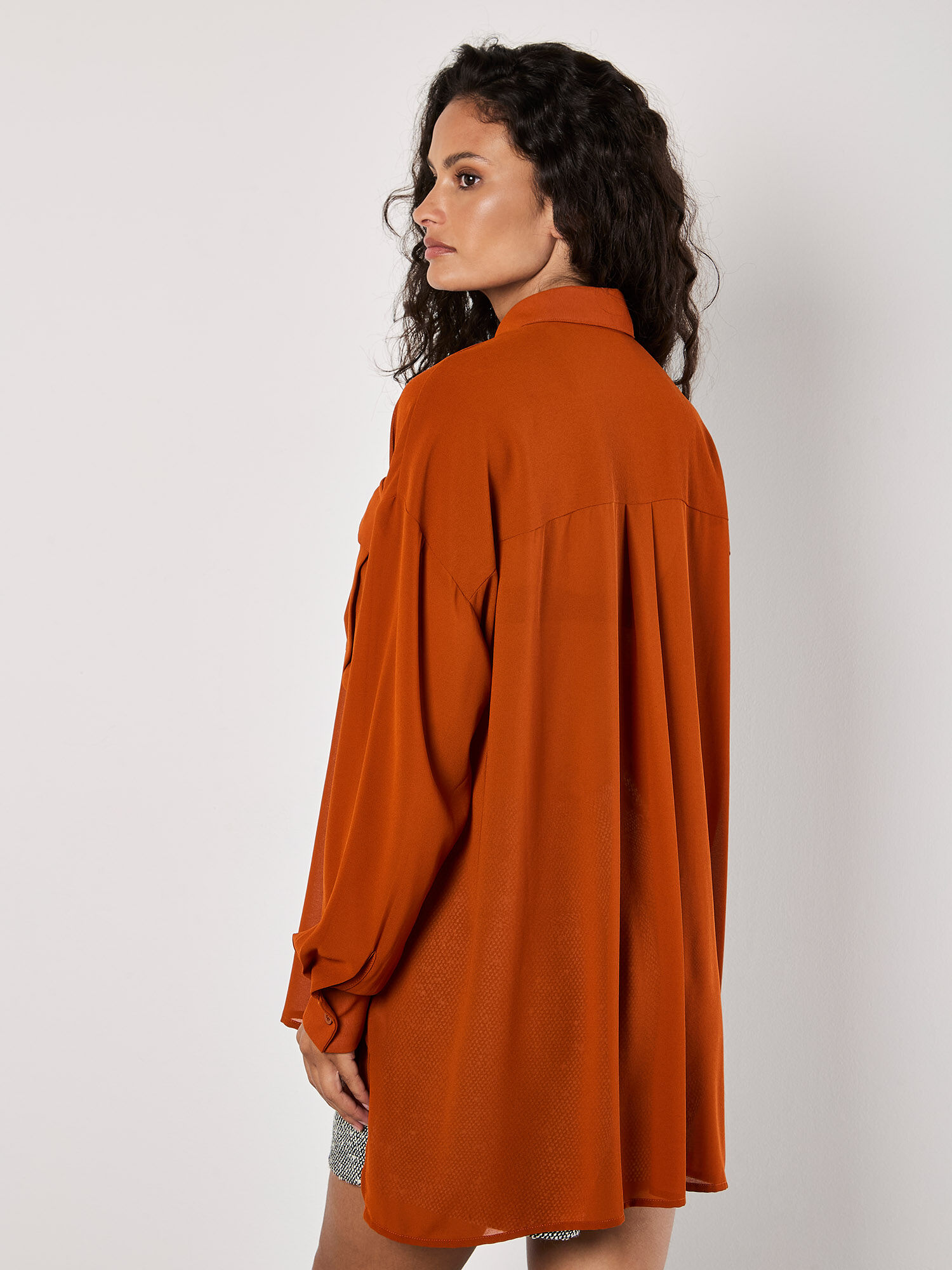安価 Chiffon Oversized Shirt Clothing Apricot | ジャケット・アウター