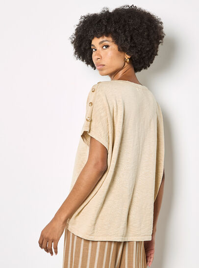 Button Detail Knitted T-Shirt