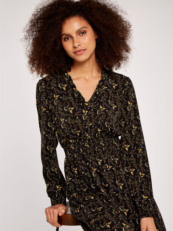 Floral Stem Dress, Yellow, large